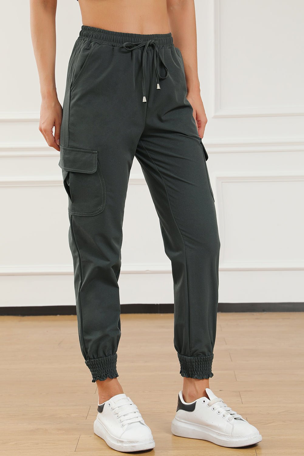 Drawstring High Waist Joggers With Pockets - GlossDrop